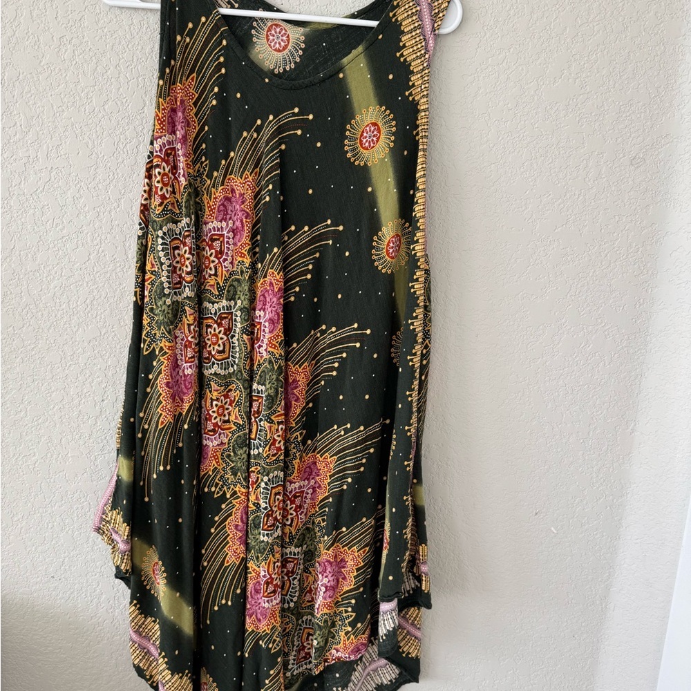 Floral Patterned Dress - Green and Pink